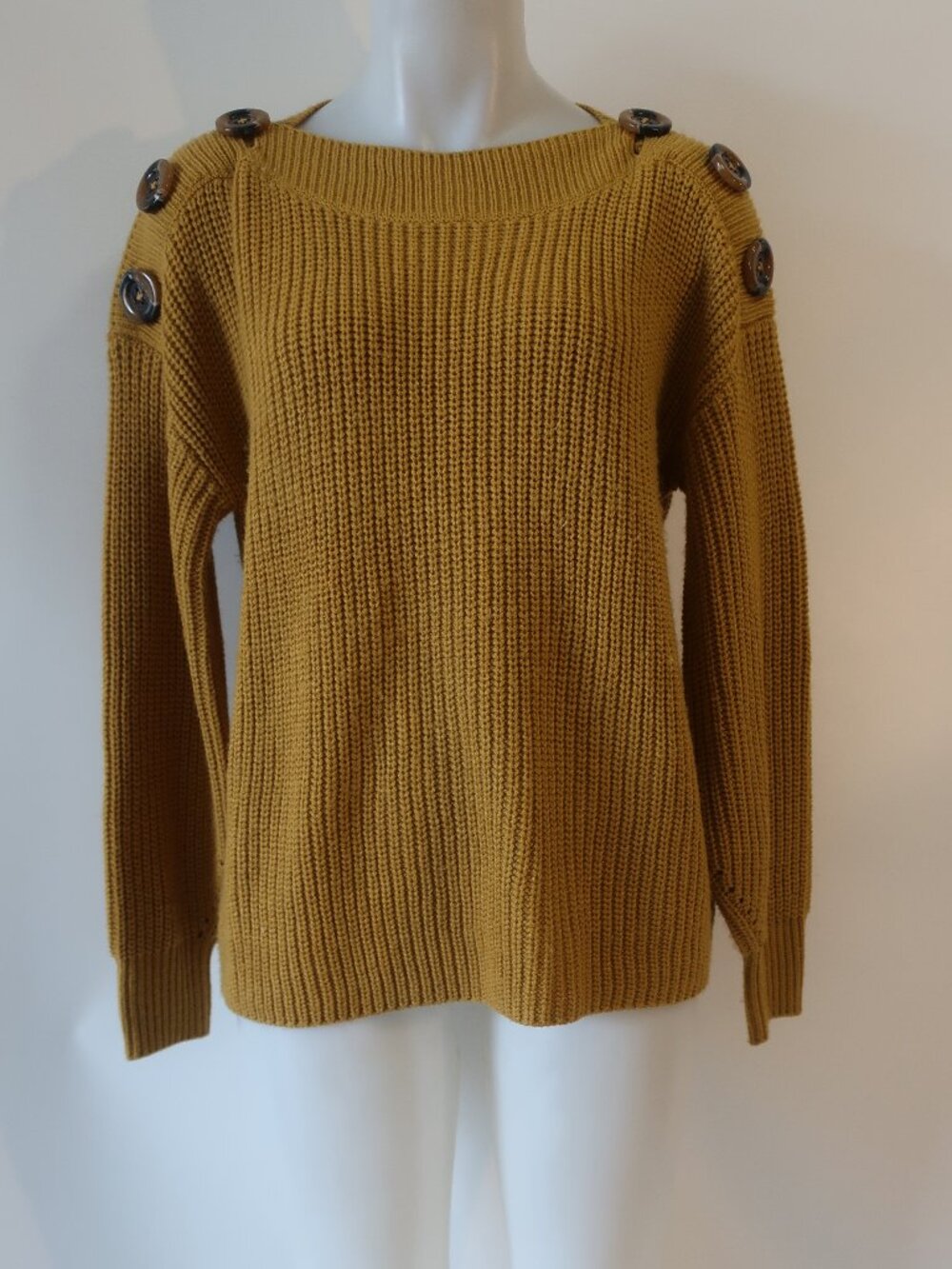 Womens Philosophy (Item-805) Mustard Button Shoulder Sweater S​ - Picture 4 of 9